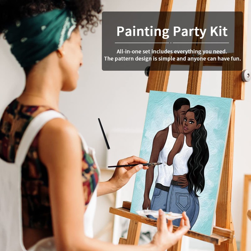 VOCHIC Couples Paint Party Kit Pre Drawn Canvas for Painting