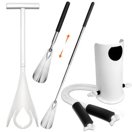 Sock Aid Device for Seniors and Shoe Horn Kit - Sock Helper Easy On and Off, Sock Assistant Device No Bending, Adjustable Extended Long Shoe Horn Back Scratcher for Senior