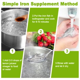Reusable Iron Fish Cooking Supplement Tool - Natural Anemia Aid for Food & Drinks, Dietary Iron Source for Adults Women Vegetarians
