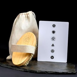 Dragontree Dry Brush Set with Wooden Brush, Bristle Brush, and Instruction Cards