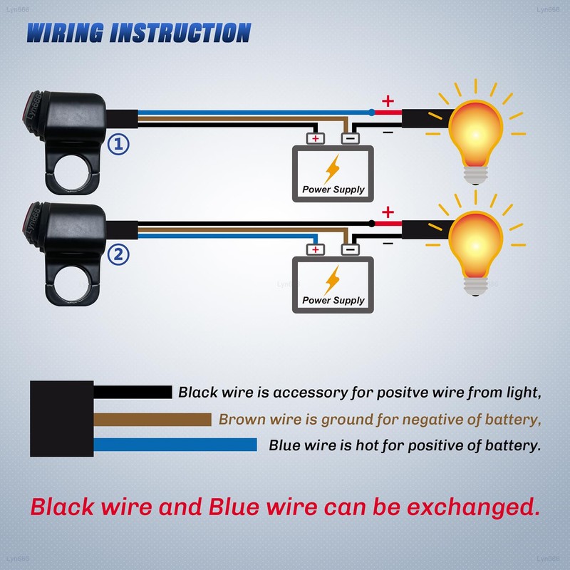 Motorcycle Handlebar Switch ATV Handlebar Light Switch Waterproof Double Control