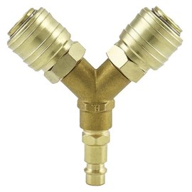 Compressed Air Y Splitter 2-Way Quick Coupling System Metal Design