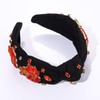 boderier Thanksgiving Headband Beaded Turkey Maple Leaf Knotted Headband for