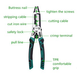 szhdxsy, 10-in-1 Wire Stripper Tool, Wire breaking pliers， Cable cutters, Multi-functional pointed-nose pliers for cable stripping, cutting and terminal crimping