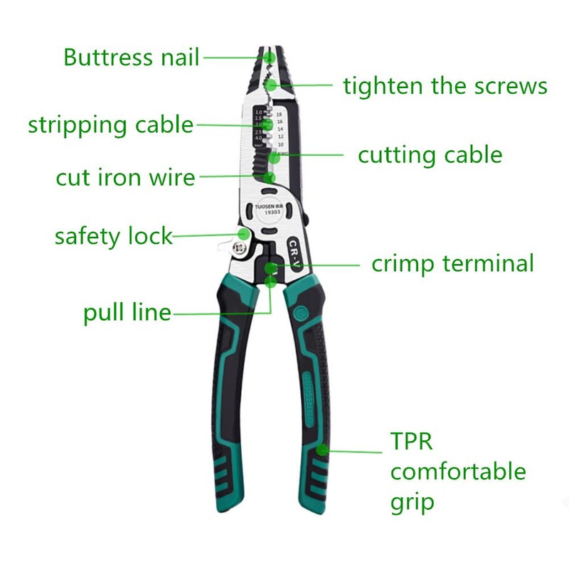szhdxsy, 10-in-1 Wire Stripper Tool, Wire breaking pliers， Cable cutters,