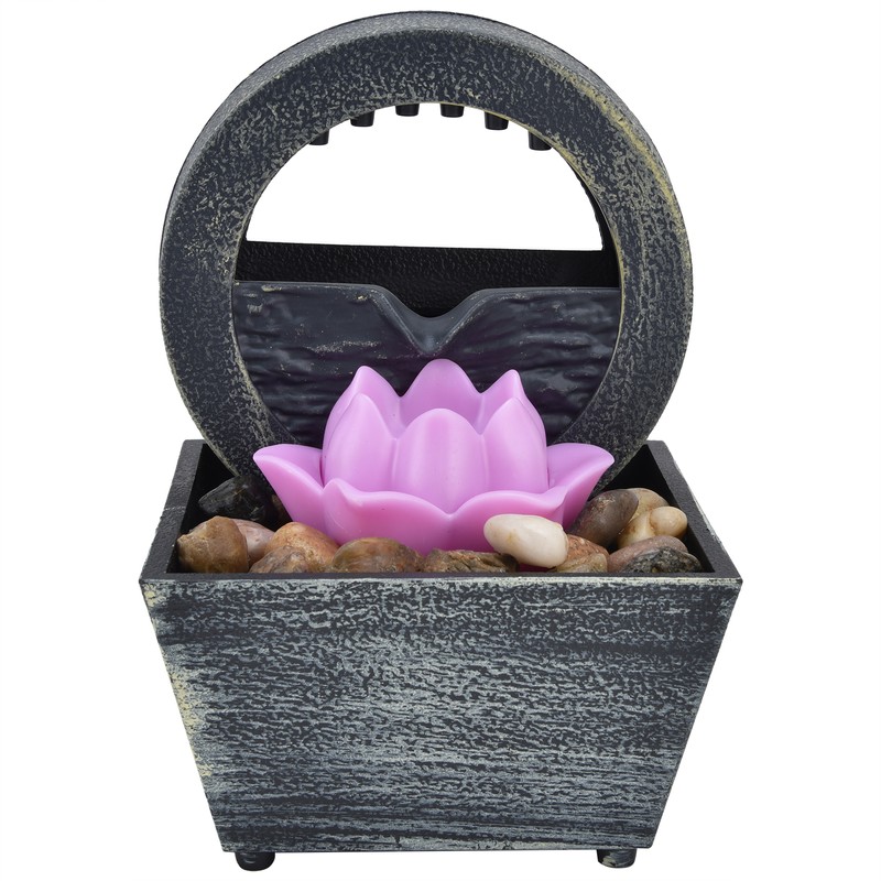 3V USB Plastic Flower Water Fountain LED Tabletop Fountain with
