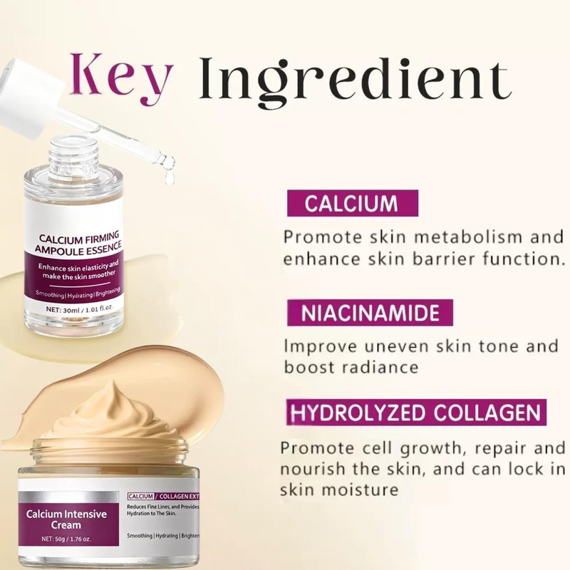 Calcium Ampoule & Face Cream Set | Korean Hydrating Skincare