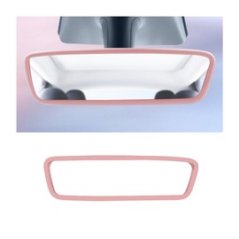 Tioollev Car Rear View Mirror Protector Frame, Silicone Auto Rearview Edge Protection Cover Compatible with Model 3 Model Y, Interior Rear View Trim Frame Decoration, Car Accessories (Pink)