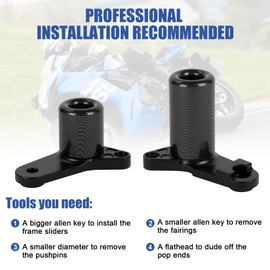 Motorcycle Frame Sliders, PSLER Carbon No Cut Frame Slider Crash Protector Falling Crash Protection Protector Guards Compatible with Gsxr 600 Gsxr 750 2011-2024