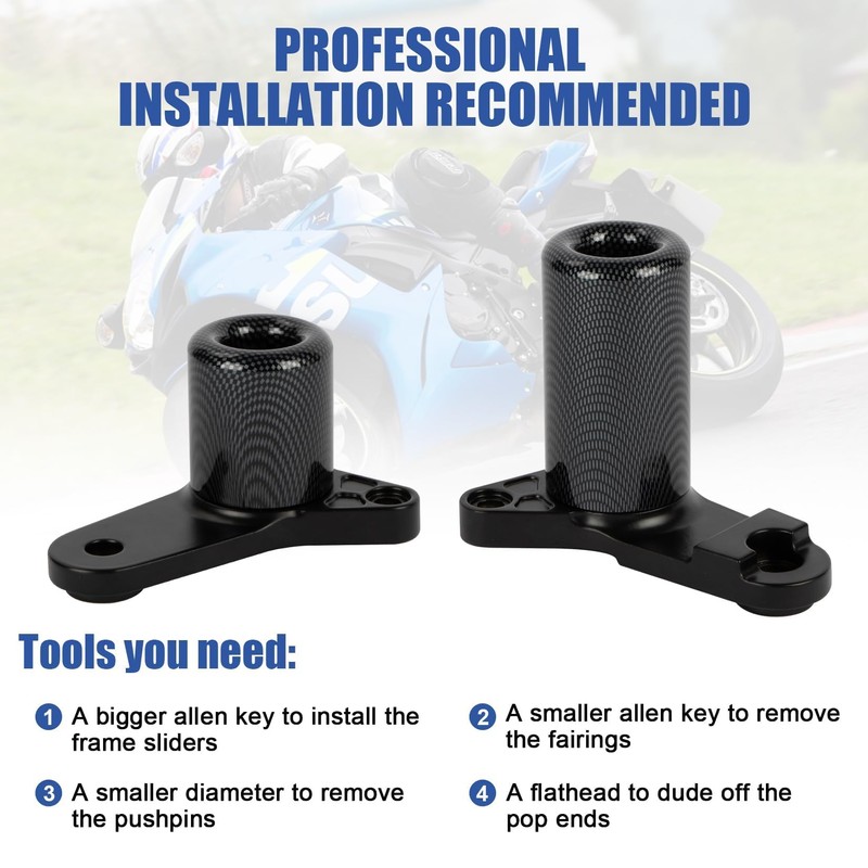 Motorcycle Frame Sliders, PSLER Carbon No Cut Frame Slider Crash