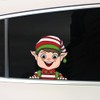 Cute Christmas Snowman Peeking Stickers Reindeer Santa Claus Car Window
