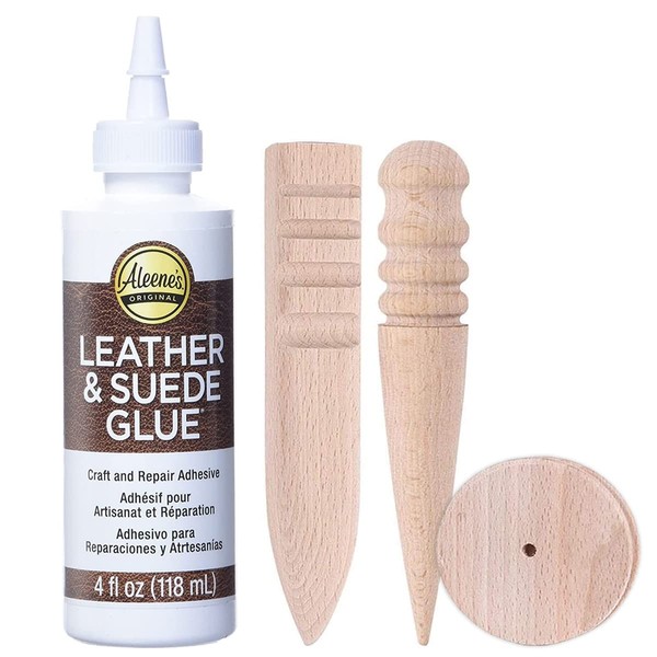Aleene's Leather Repair Glue (4oz) with Seam Burnishing Tool (3pcs)