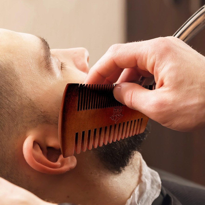 RED by Kiss Premium Wood Men Dual Side Beard Comb,