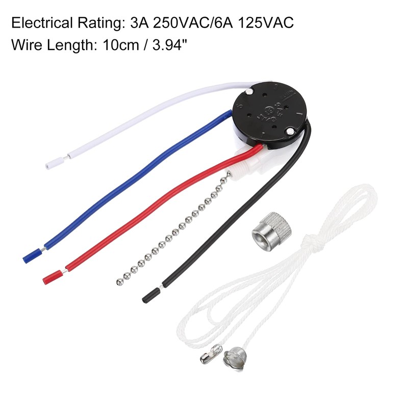 sourcing map Ceiling Fan Switch 3 Speed 4 Wire, ZE-208S
