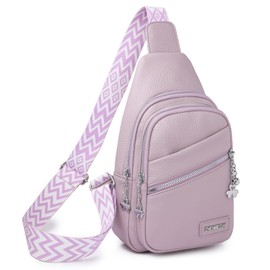 Myhozee Chest Bag Women's Sling Bag, PU Leather Crossbody Bag, Women's Small Shoulder Bag, Women's Shoulder Bags for Outdoor Sports, Hiking, Cycling, Mountaineering, Travel, Purple-103, Fashion