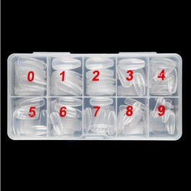 500 Pieces Round Ballerina Full Cover Nails (Clear) with Storage Box and 2g Glue, Beauties Factory Transparent Ballet False Nail Tips in 10 Sizes (Size 0-9) for Nail Salons DIY Extensions Design