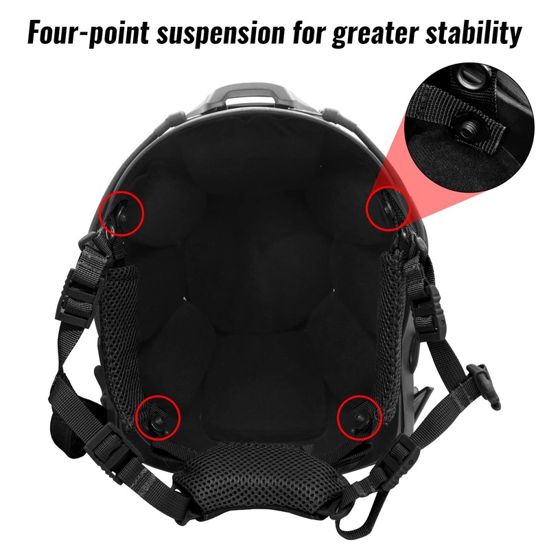 Yzpacc Tactical Helmet Chin Strap, Adjustable Dial, 4 Point Suspension
