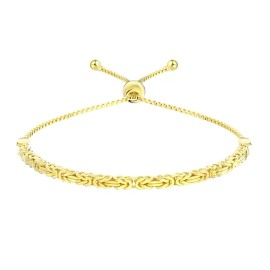 ELeJei Boutique Byzantine Box Chain Sterling Silver Adjustable Bracelet - Silver