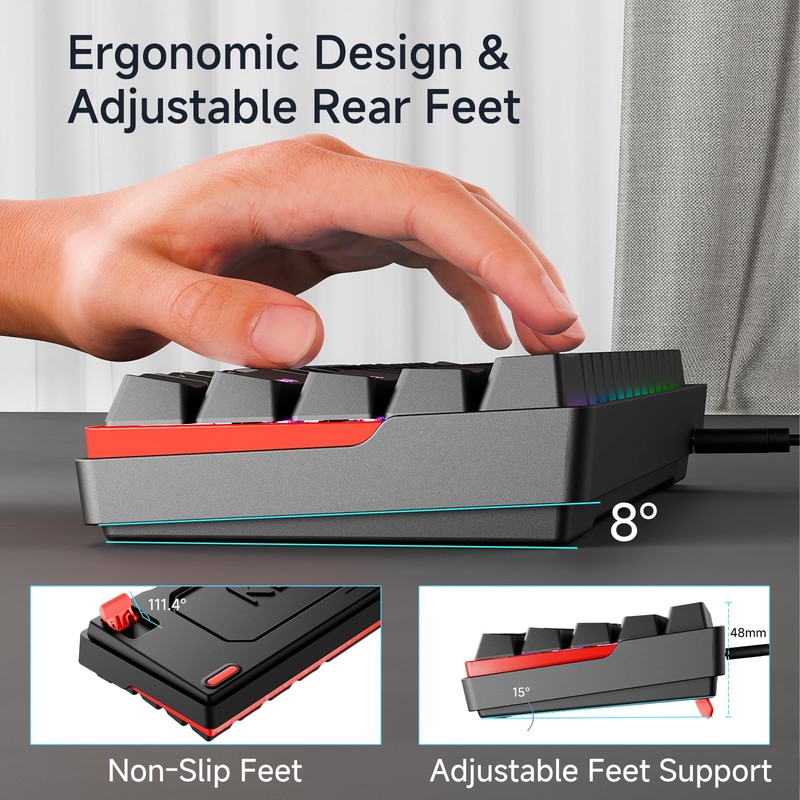 KEMOVE K61SE Gaming Mechanical Keyboard, 60 Percent Wired RGB Backlit