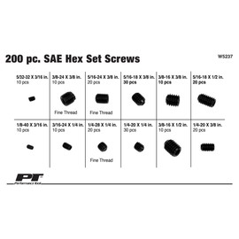 Performance Tool W5237 200pc SAE Hex Screw Assortment With Case