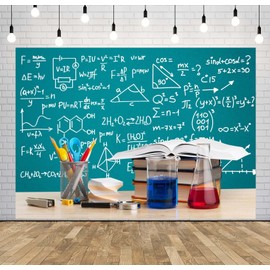 Loccor 5x4ft Fabric Science Backdrop Chemical Classroom Blackboard and Books Background for Science Party Decorations Online Teaching Back to School Party Banner Photo Props