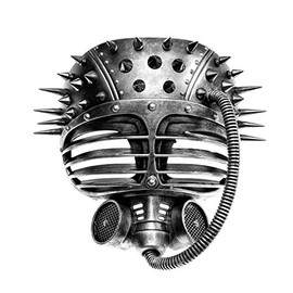 ILOVEMASKS Metallic Steampunk Spike Gas Mask Full Face Masquerade Submarine - Silver