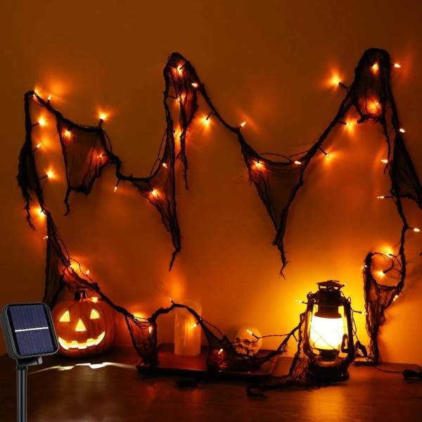 Does not apply Halloween String Lights Solar with Black Creepy