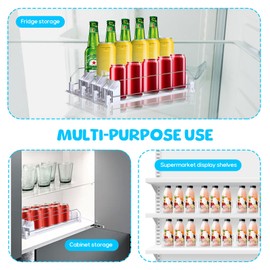 Longzhuo Drink Organizer for Fridge,Automatic Smooth Pusher Glide Fridge Organizer, Soda Dispenser with Width Adjustable, Beverage Organizer for Freezers, Supermarkets, Retail Stores