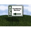 Taxidermy Service Open Left Arrow Green Single Sided 18x24 in