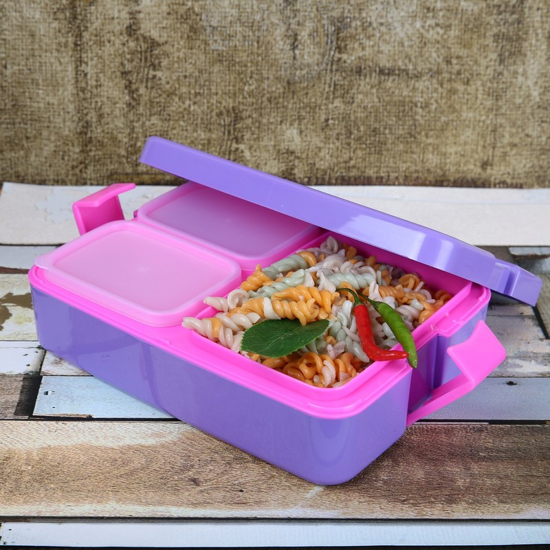 Cello Lunch Mate Air Tight Lunch Box, 3 Pcs (Violet)