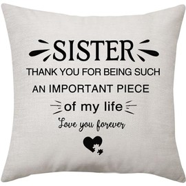 VAVSU Thank You for Being Such An Important Piece of My Life Love You Forever Throw Pillow Cover Cushion Cover for Sister Big Little Sister Gift Birthday Gift (SISTER-2)