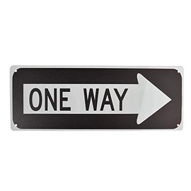 One Way Sign Metal Signs with Right Arrow, Tin Wall Decor Easy to Mount Weather Resistant Long Lasting Ink Office 6x16inch