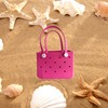 Lopqix Small Rubber Beach Tote Bag, Open Top Portable Outdoor