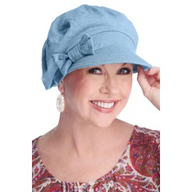 Cardani 100% Cotton Ball Cap with Detachable Bow Versatility Hat - UPF 50+ Sun Protection - UPF Blue Denim | Small