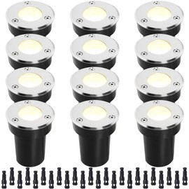 EAGLOD LED Landscape Lights Low Voltage,3W LED Well Lights,12V/24V Landscape Ground Lights with Wire Connectors,Landscape Lights IP67 Waterproof for Garden Lighting,Deck,Yard,Walkway(12 Pack 3000K)