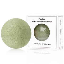 Zabiltro Natural Konjac Facial Sponges - Semicircles - for Gentle Face Cleansing and Exfoliation Eco-Friendly - Skincare Face Body Washing Cleaning - with Aloe Vera,1pc.