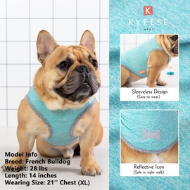 KYEESE 2 Pack Dog Shirts Quick Dry Soft Stretchy Pet T-Shirts with Reflective Label Tank Top Sleeveless Vest Sun Protection Dog Clothes for Small Medium Dogs, Medium, Grey+Blue