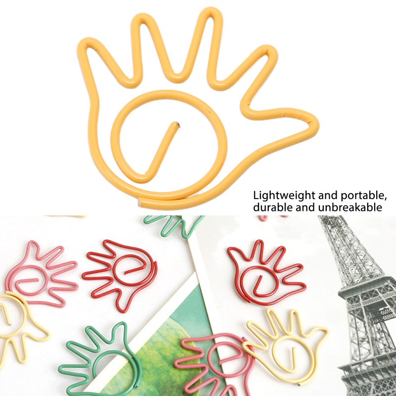 100Pcs Paper Clip Metal Hand Shaped Design Rustproof Paperclip Decoration