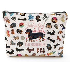 NONETH Dachshund - Regalos para mujer, bolsa de maquillaje para amantes de los perros, regalos de perro Weiner para mujer, bolsa de cosméticos con cierre, regalo de cumpleaños para el día de San