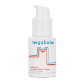 Megababe Sweat Absorbing Body Powder - Bust Dust, with Applicator Pump, Talc-Free, All Natural, 3 oz
