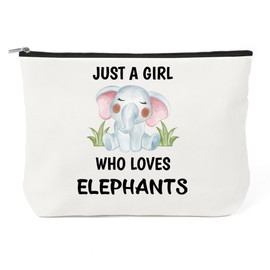 Elephant Gifts for Women Elephants Lovers - Elephant Themed Gifts Makeup Bag Funny Cosmetic Bag Travel Toiletry Bags Pouch Christmas Birthday Mothers Day Gift for Women Just A Girl Who Loves Elephants