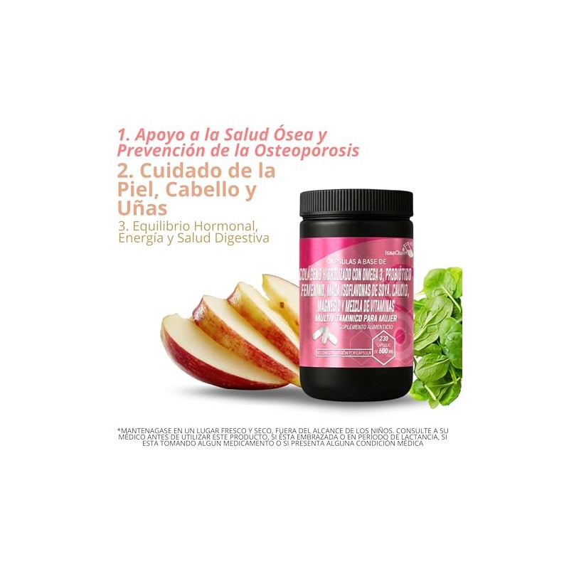 Multivitaminico para Mujer con Colageno Hidrolizado, Omega 3, Maca, Probiotico
