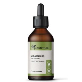 Vitamin D3 Drops Vegan 1000 IU Per Drop, 1,350 Drops of Vitamin D Oil - Plantrition Vitamin D3 from Lichen (Cholecalciferol) MCT Coconut Based Oil - Made in Germany - 1 Bottle (50 ml)