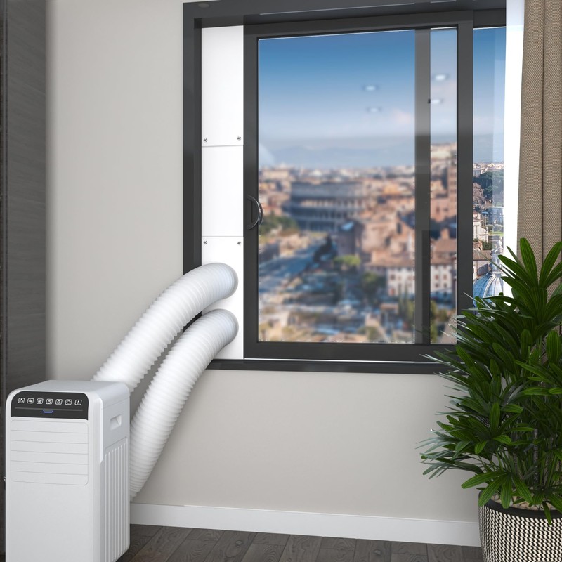 Flamorrow Dual Hose Portable Air Conditioner Window Kit, Adjustable Window