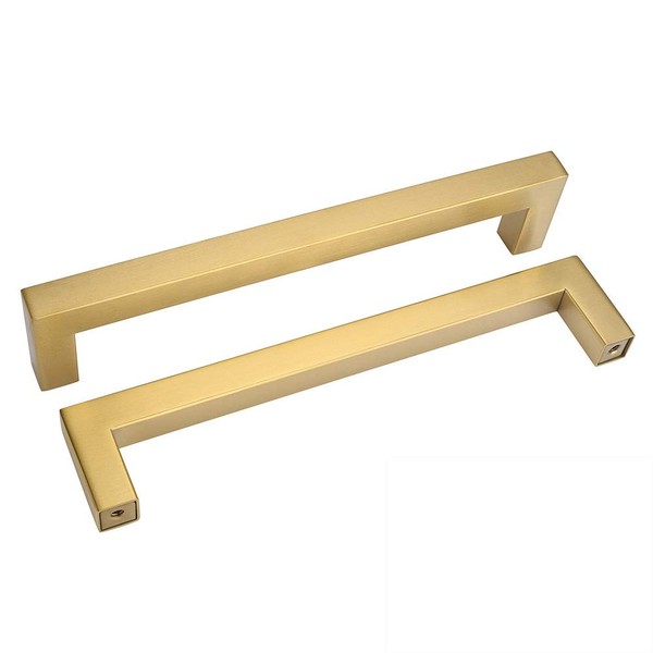 Goldenwarm Golden Furniture Handles in Stainless Steel, LSJ12GD, Square Tube