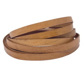 Flat Genuine Leather Cord for Bracelet Making 3/8 in. - Real Leather Strip for Jewelry, Keychain, DIY Craft Making, Watch Band, Purse Strap, 1.1 Yard (Natural)