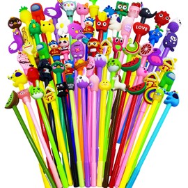 Muiyaneq 70 Pieces Cute Cartoon Gel Ink Pens,Random Novelty Kawaii Pens,Cool Assorted Styles Writing Pen for Kids,School Office Home Supplies,Gift