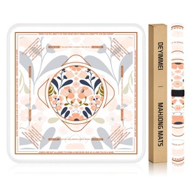 Deyimmei Neoprene Mahjong Mat for Table 31.5"x31.5" - Non-Slip, Noise Reduction Cover with Storage Pockets, American Rules & Crease-Free Rolled Shipping (Peach Blossom)