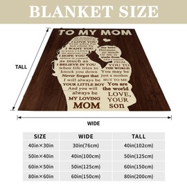 Gifts for Mom from Son, to My Mom Blanket 50x60 Inch Throw Blankets Birthday Gifts for Mom Warm Couch Throws for Mom Mothers Day Christmas Day Gift for Mom