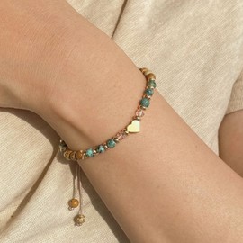 yupoxiu Inspirational Gifts for Women Birthday - Natural Stone Bead Bracelet, Thinking of You Get Well Soon Gift for Friend Sister Coworker (A-Life is tough)